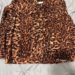 Lucy & Laurel  Women's Linen Leopard Jacket Sz 3x